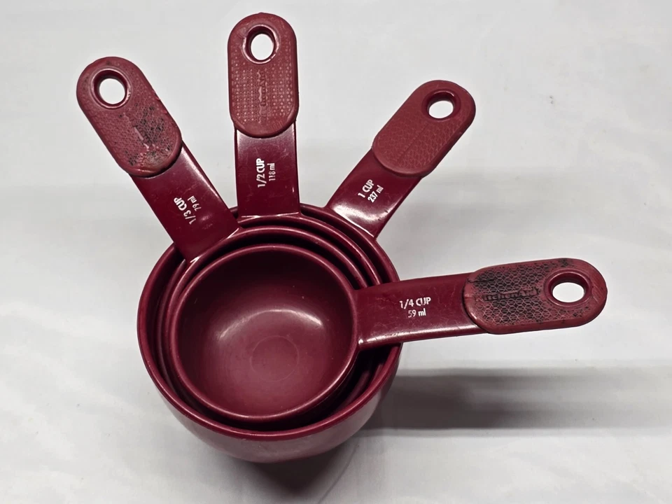 KitchenAid Measuring Cups Spoons Teaspoon Set Burgundy 10 Piece Combo Cup Stack - Image 4 of 4