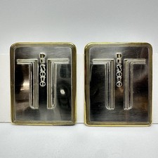 2 1937 Desoto S3 Dash Radio Delete Plate Metal Emblem - 3 58 X 4 12 - Nice