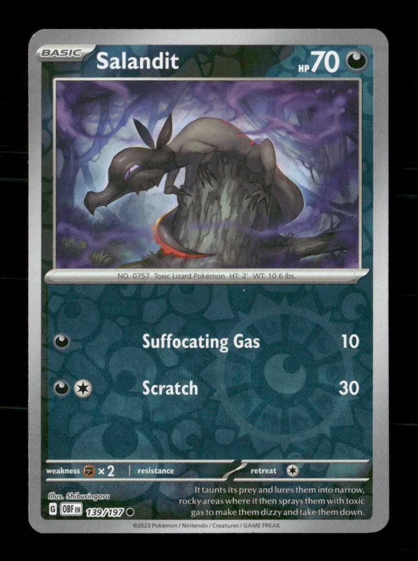 Salandit 139/197 Obsidian Flames Reverse Holo NM/M Pokemon
