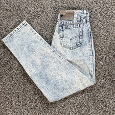 Vintage Levi's SliverTab Kids 24x25 Jeans USA Made Acid Wash Tapered 900 Series