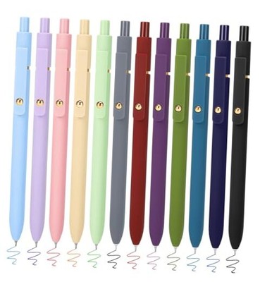  Colored Pens, 12 Pack Colorful Gel Pens, Medium Point 12PCS Aesthetic+Vintage