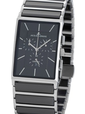 Jacques Lemans 1-1900A York Ceramic Mens Watch Chronograph 32mm 5 ATM