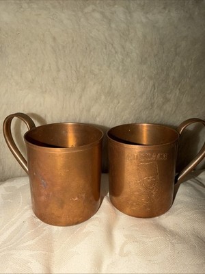 2 Vintage Copper Cossack Cup or Mule Mug Marked 1950 Chicago U.S.A.