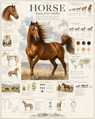 Horse Equus Ferus Caballus with Brown Coloring Standing Mammal Art/231252296