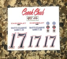 1/32 WHITE Eldon CHEVY Slot Car Waterslide DECAL SHEET 17 CREEK CHUB