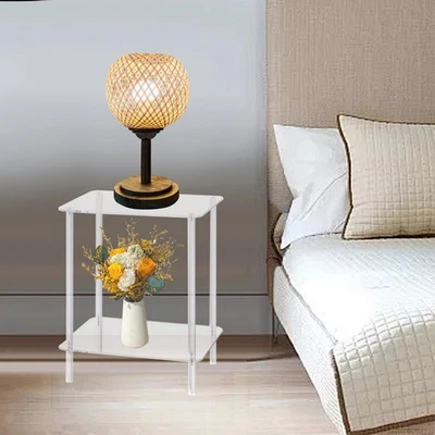 Clear Acrylic Side Table Rectangular NightStand End Table Compact Versatile 2 - image 1 of 4