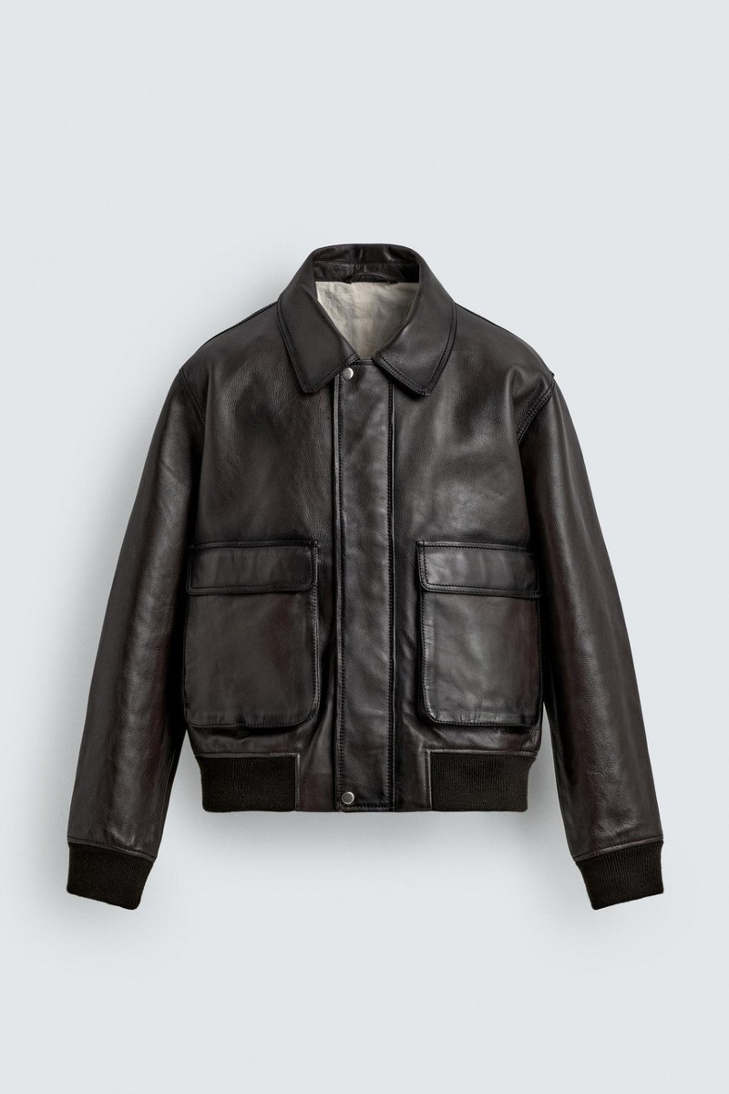 em21 ZARA MAN 焦茶 本革 レザー ジャケット ファー襟 メンズL s-l1200.jpg