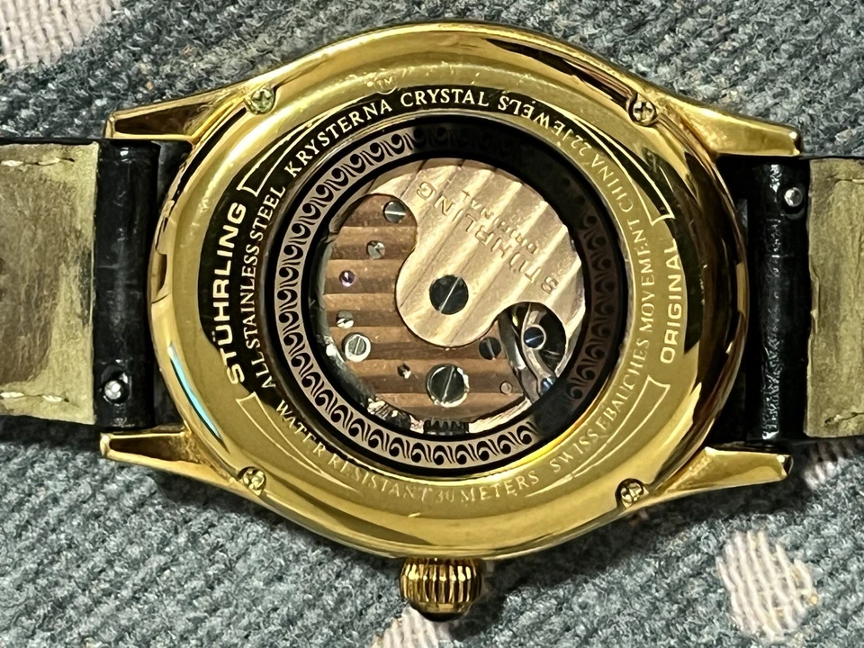 Оригинальные автоматические часы STUHRLING ST-90017 с 22 камнями циферблат Skeleton Moon 39 мм - Изображение 3 из 4