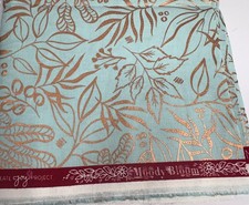moda Moody Bloom Aqua w Gold Leafs Quilt Cott...
