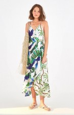 Farm Rio Mixed Palm Wrap Dress Size Small Palm Tree Parrot Print