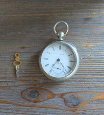 Antique Hamden 18s Silver Ore Key Wind Lever Set Haywood Pocket Watch