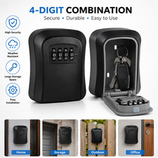 4 Digit Combination Key Lock Box Wall Mounted Outdoor Security Safe Waterproof