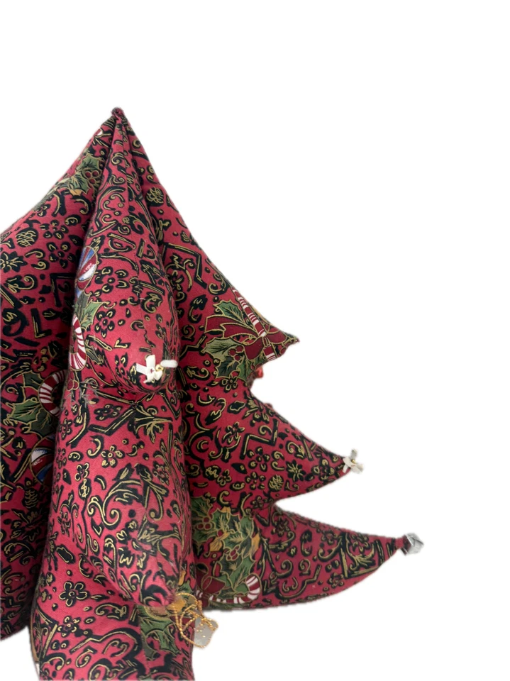 Escultura de árbol de Navidad de tela vintage - Paisley rojo 14" Foto 4 de 4
