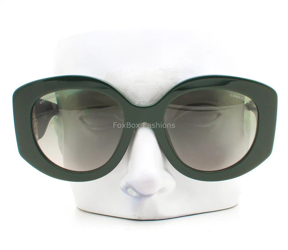 Gafas de sol Chanel verde oscuro cuentas giratorias transparentes ch5543A 1791/S3 con estuche Foto 3 de 4