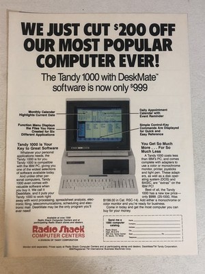 Radio Shack Tandy Desk mate 1980s 1985 Vintage Print Ad Advert pa44