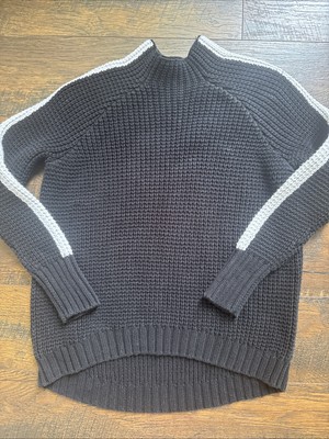 Victoria's Secret Cotton Hi-Lo Long Sleeve Knit Chunky Sweater Black XS C8