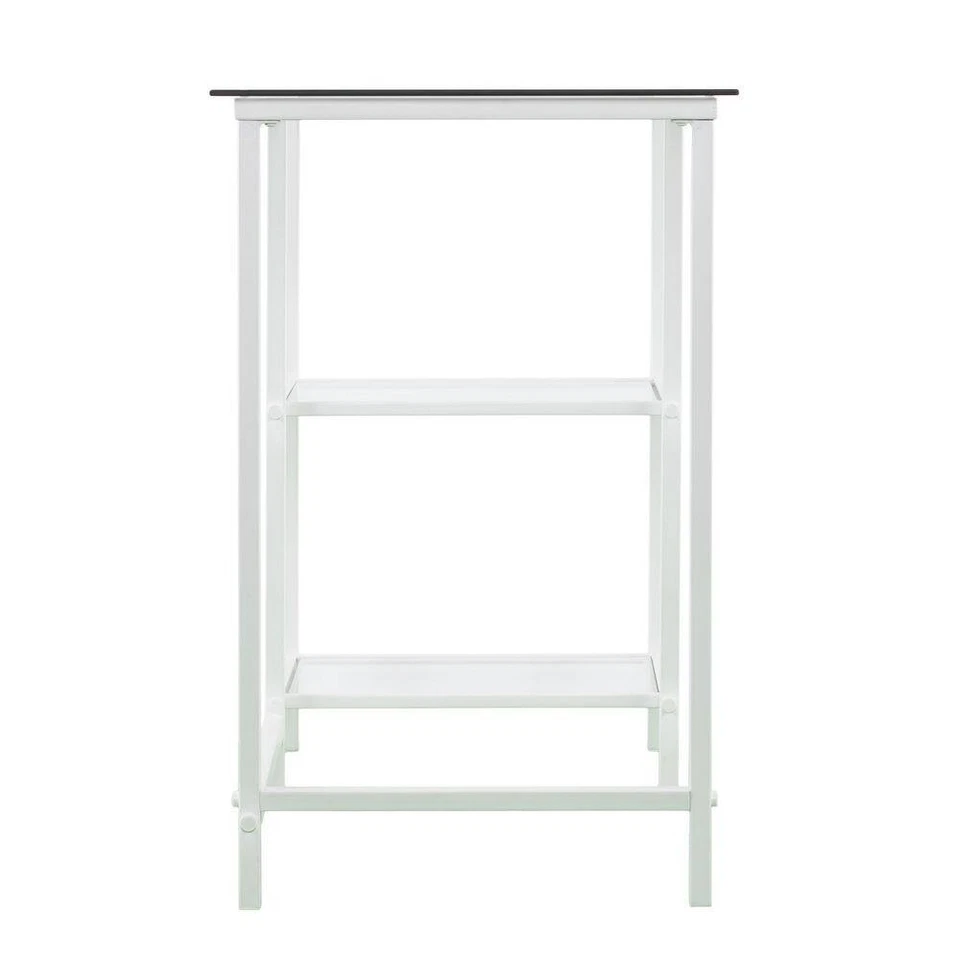 SEI FURNITURE Mesa de Computador 30,2" X 42" Metal/Vidro com Prateleiras Retangulares Branco - Imagem 4 de 4