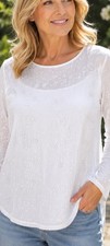 Karen Kane Large  White Flowy Eyelet Cutout Embroidered Accents Swing Top
