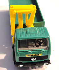 3x Mercedes LKW Schuttmulde, Bauholz, Kranwagen H0 1:87