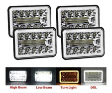 4x6 Inch Led Halo Headlights 4 Pcs Sealed Beam Drl Turn 1981-1987 Chevy See Desc 4x6 Inch Led Halo Headlights 4 Pcs Sealed Beam Drl Turn 1981-1987 Chevy See Desc