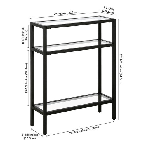 Sivil 22 in. Blackened Bronze Rectangle Glass Console Table - Picture 7 of 9