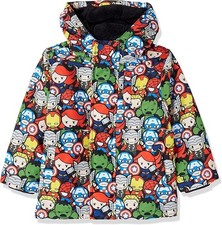 Spotted Zebra Boys Hooded Coat Size L Avengers Chibi Black Fleece Lining