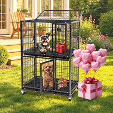 Homey Pet Two Levels 31 in Pet Crate Dog Cage Kennel w/Top Access, Tray  Caster