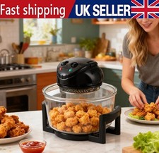 Image of Halogen Oven Air Fryer For Home 60 Minute Timer & Extender Ring - 20L/1400W UK.`