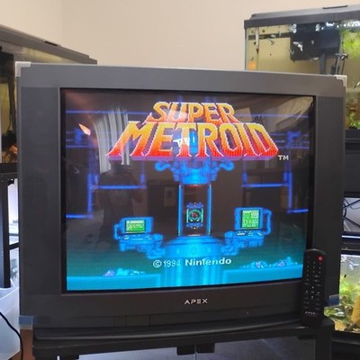 Apex AT2704S 27'' CRT TV w/ Remote S Video Gray Built-in Speakers Retro Gaming