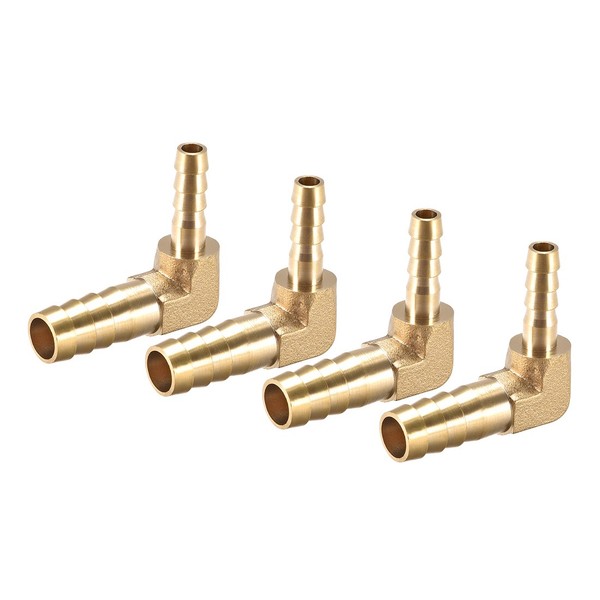 4Stk Schlauchadapter Messing 90° 10Mm Bis 6Mm Widerhaken FüR Winkelrohrverbinder-image