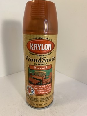 KRYLON Semi-Transparent Wood Stain Spray Redwood Exterior 12 oz UV Protection