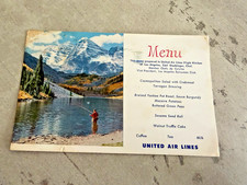 Vintage United Airlines Menu Scenic Maroon Bells Near Aspen CO Postcard