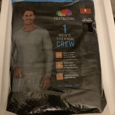 Fruit Of The Loom Thermal Crew Long Sleeve Shirt, Long Johns Sz M 38-40 black