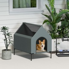 Dog House Outdoor Elevated Dog Bed with Removable Cover, Grey, Refurbished