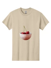 Two-Cherries-In-Cracked-Bowl Mens Graphic Tee, 100% Cotton, Casual Summer Wear