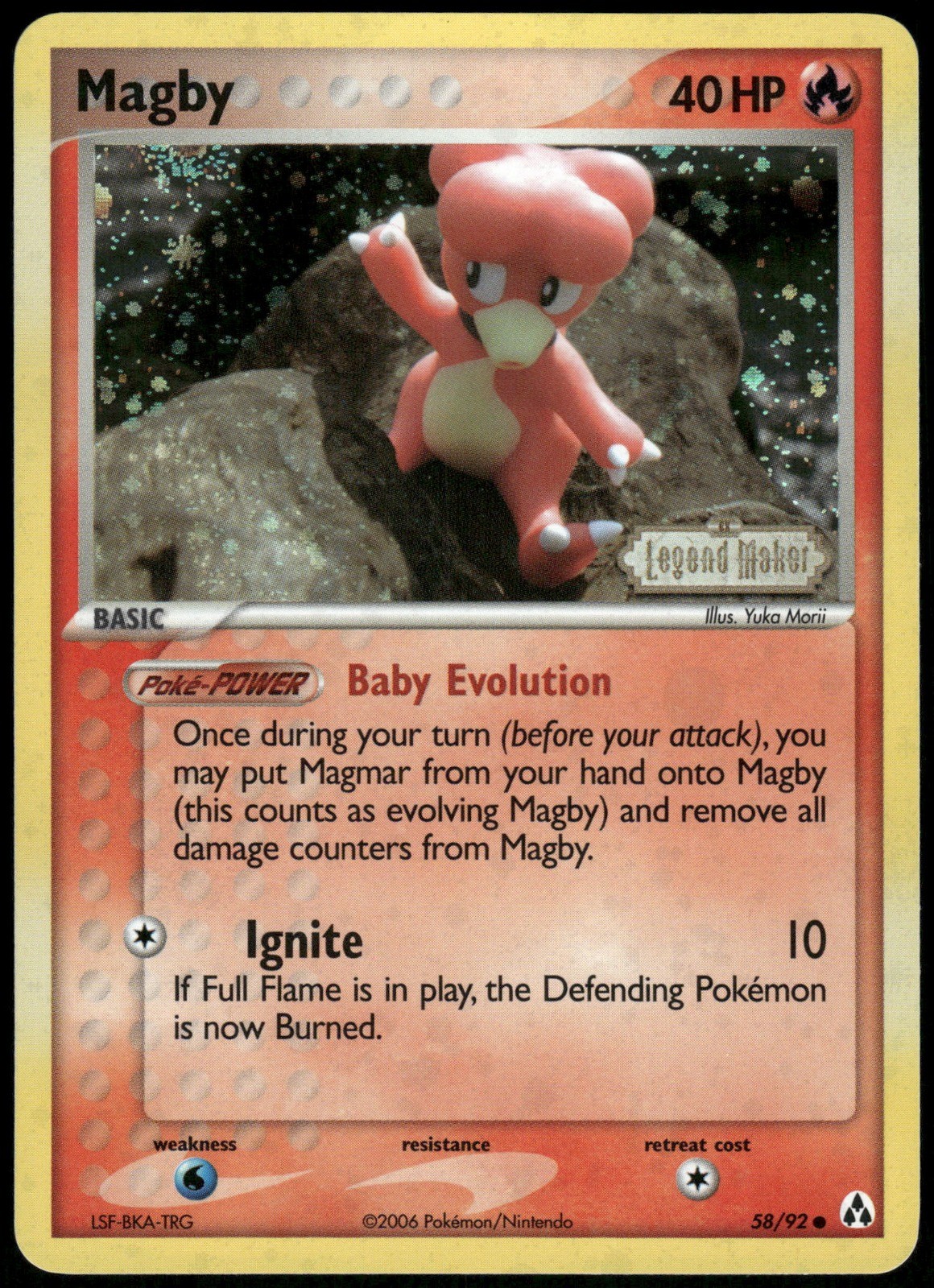Pokemon Magby Common Legend Maker 58/92 NM Reverse Holo