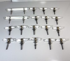 Lot Of 18 Mcm Lucite Clear Cabinet Drawer Pulls 2.75 7.5 Gold Detailing Knob