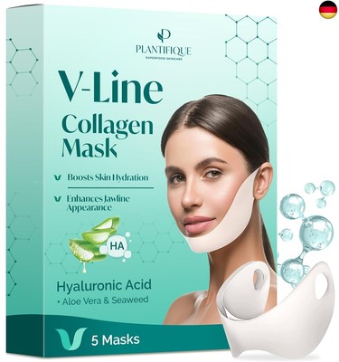 Plantifique Gesichtsmaske V-line Hyaluron Face Mask 5er Set | Face Tape |