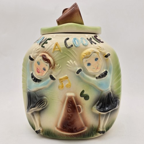 American Bisque Pottery Corner Cookie Jar Cheerleaders Vintage Kitchen Have A Co - 第 1/20 張圖片