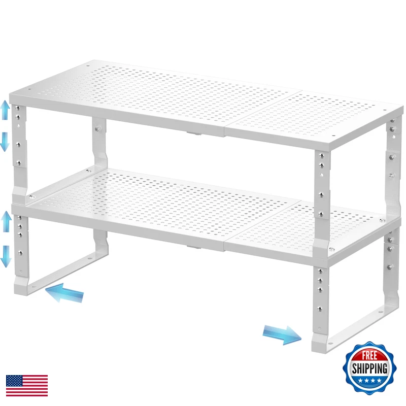 Zilvando Expandable Spice Rack Kitchen Cabinet Organizer - Stackable Adjustable