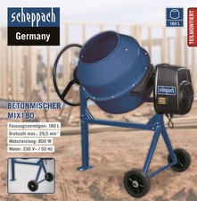 Scheppach Betonmischer Mix 180 L M&ouml;rtelmischer Zementmischer Betonmischmaschine