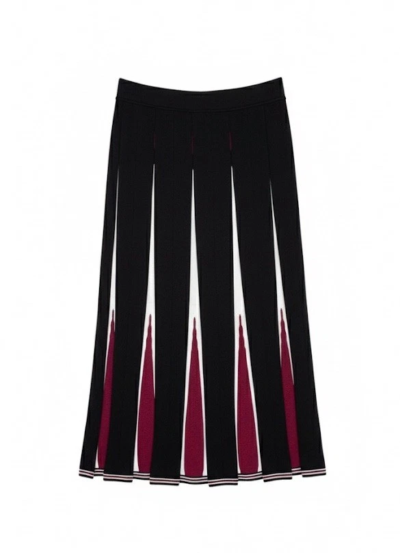 Nicaya Blanco Negro Rojo Talla M Suéter Falda Plisada Cintura Alta Modesta Oficina Foto 3 de 4