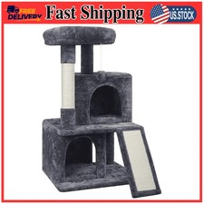 Alden Design 36in Cat Tree with Condo and Scratching Post Tower Dark Gray