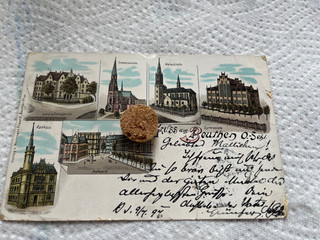 Litografía saludo de Bouthen Alta Silesia 1897