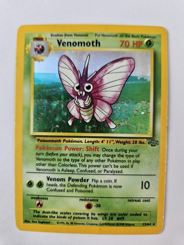 Pokémon Venomoth 13/64 Holo Rare Jungle Set WOTC 1999 Vintage TCG Card Grass