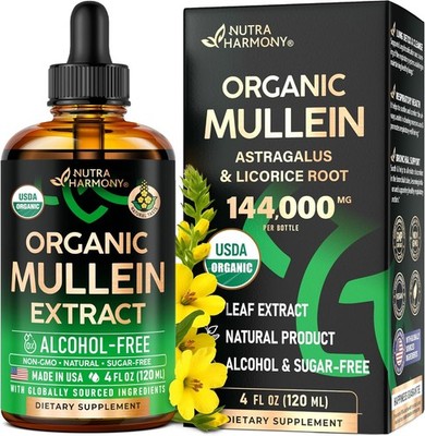 Organic Mullein Leaf Extract Drops - Herbal Lung Support Supplement
