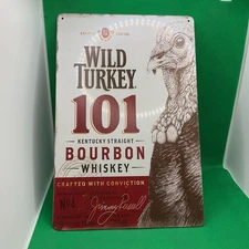 Wild Turkey 101 Kentucky Bourbon -Metal Sign for Bar/Man Cave/Garage/Game Room