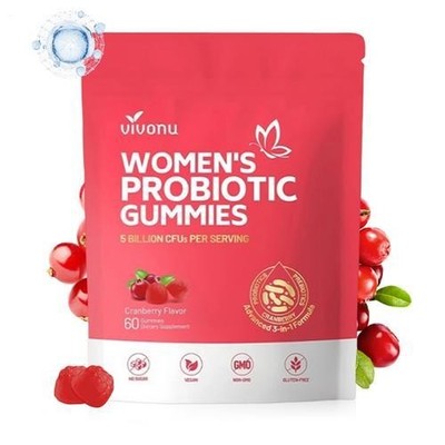 VivoNu Vaginal Women Probiotic Feminine Balance PH Cranberry Gummies (1-3 Packun