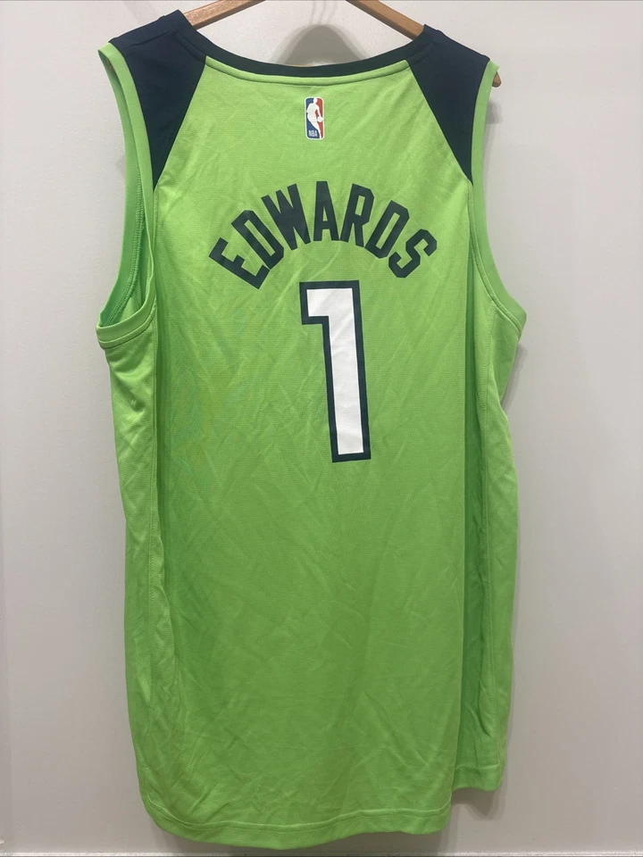 Camiseta Fanatics Hombres Anthony Edwards #1 Minnesota Timberwolves VERDE AZUL TALLA XL Foto 2 de 2