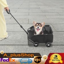 Black Dog Stroller Freestanding Folding Dog Cart Pet Stroller for Travelling USA